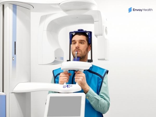Patient getting a dental X-ray done